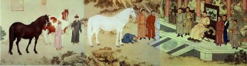 Chino Painting - Lang brillante homenaje a los caballos chinos antiguos.